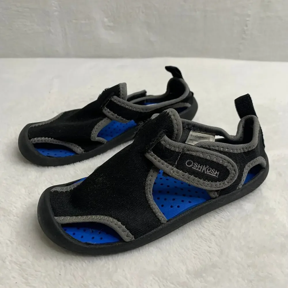 Osh Kosh Boys Sz 9 Aquatic Water Shoes Black Blue Sandals Hiking Outdoors